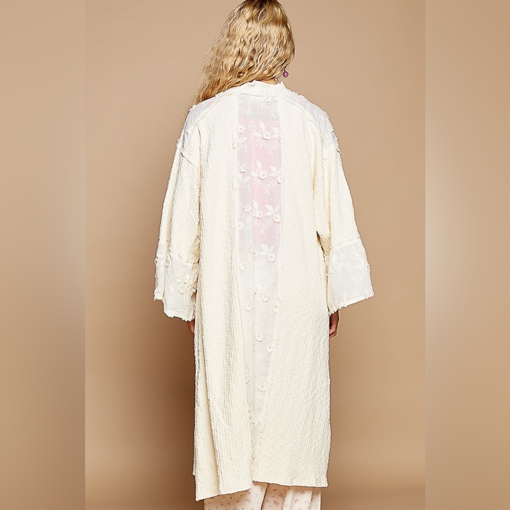 #33 New! Pol Elegant Cream Lace Kimono Duster - Picture 2 of 4